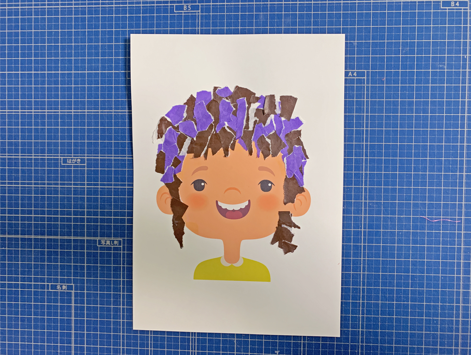 ちぎり絵台紙 子どもの髪型 を作成しました モンテッソーリ教育情報サイト バンビーノ